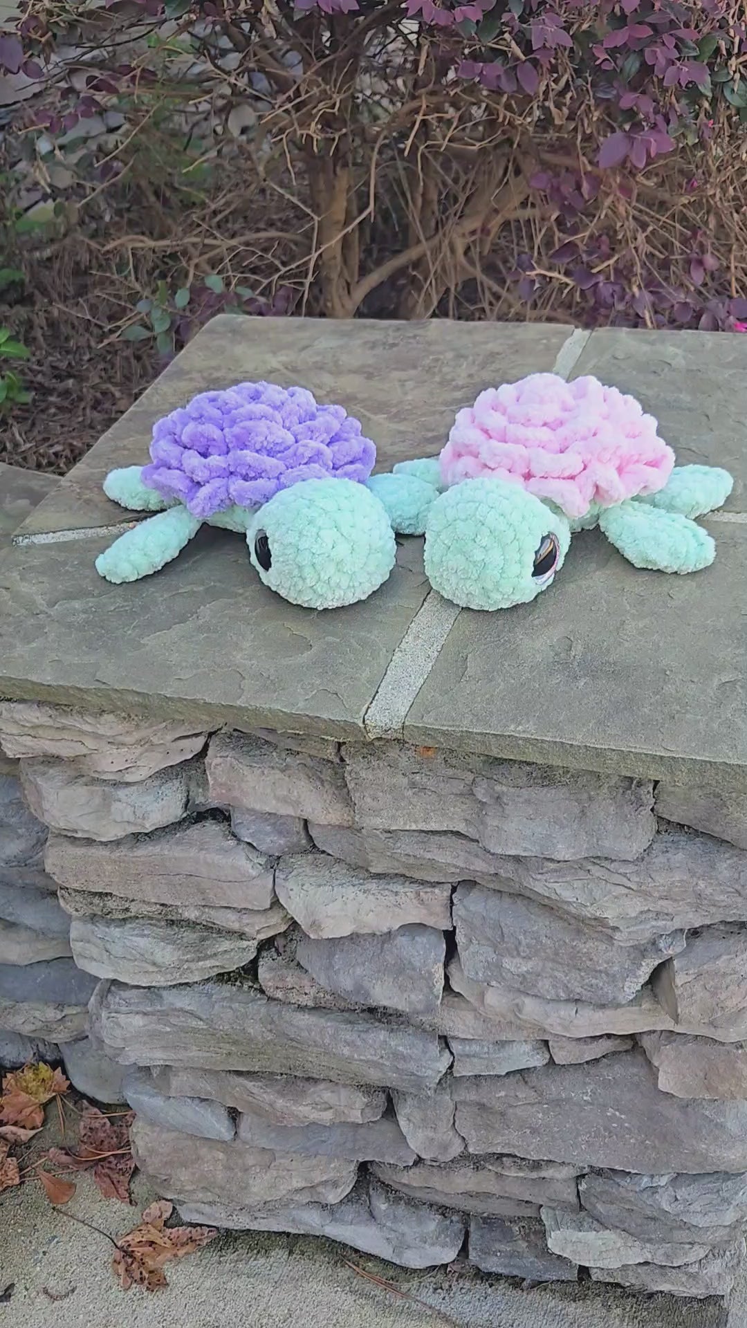 Crochet Sea Turtle Plush with Rose Shell – Amigurumi Ocean Animal Toy